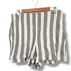 LOFT Outlet Striped Shorts High Rise‎ Elastic Waist Casual Comfy Size L